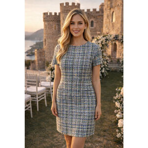 Ann Taylor Petite Tweed Mini Dress Quiet Luxury Old Money Parisian Scandi Preppy